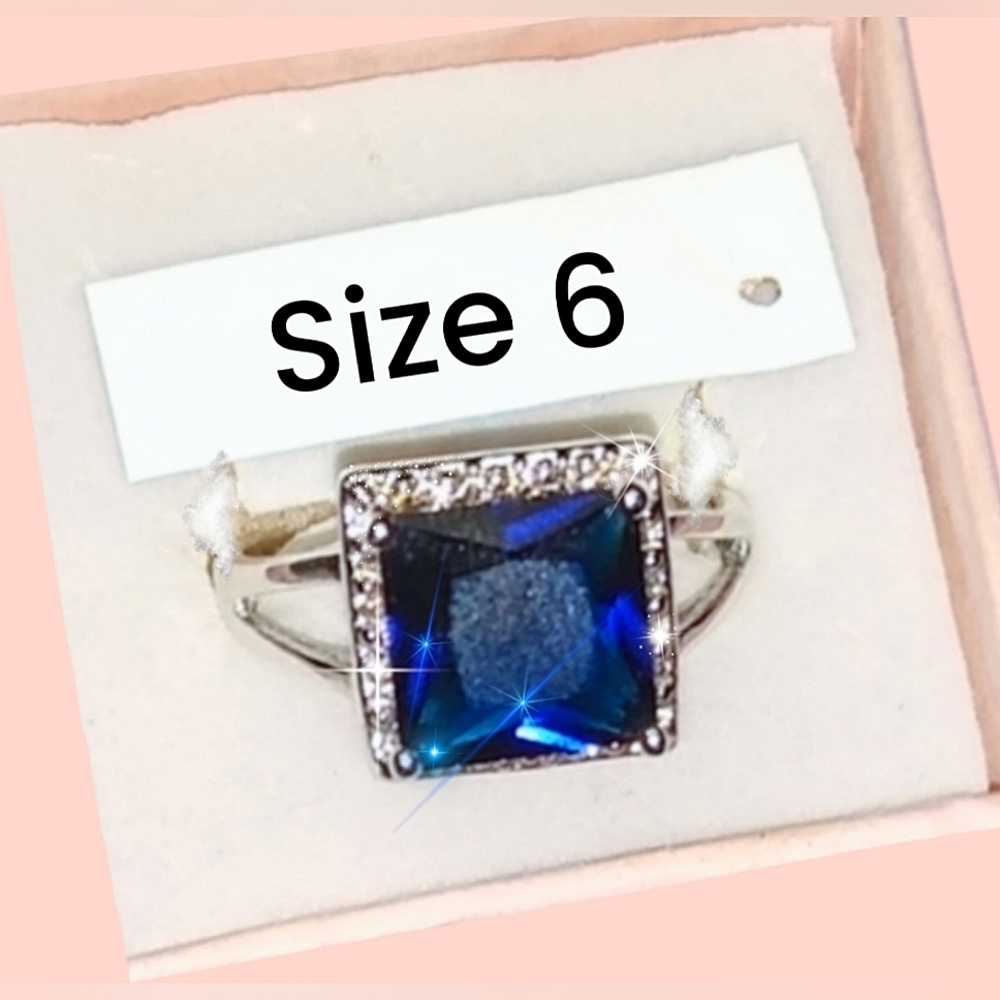 Sterling Silver Lab Created Blue Sapphire Ring